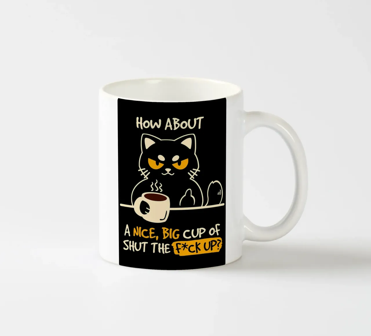gatto tazza di caffè citazione occhi arrabbiati tazza in ceramica da Paul Vasquez