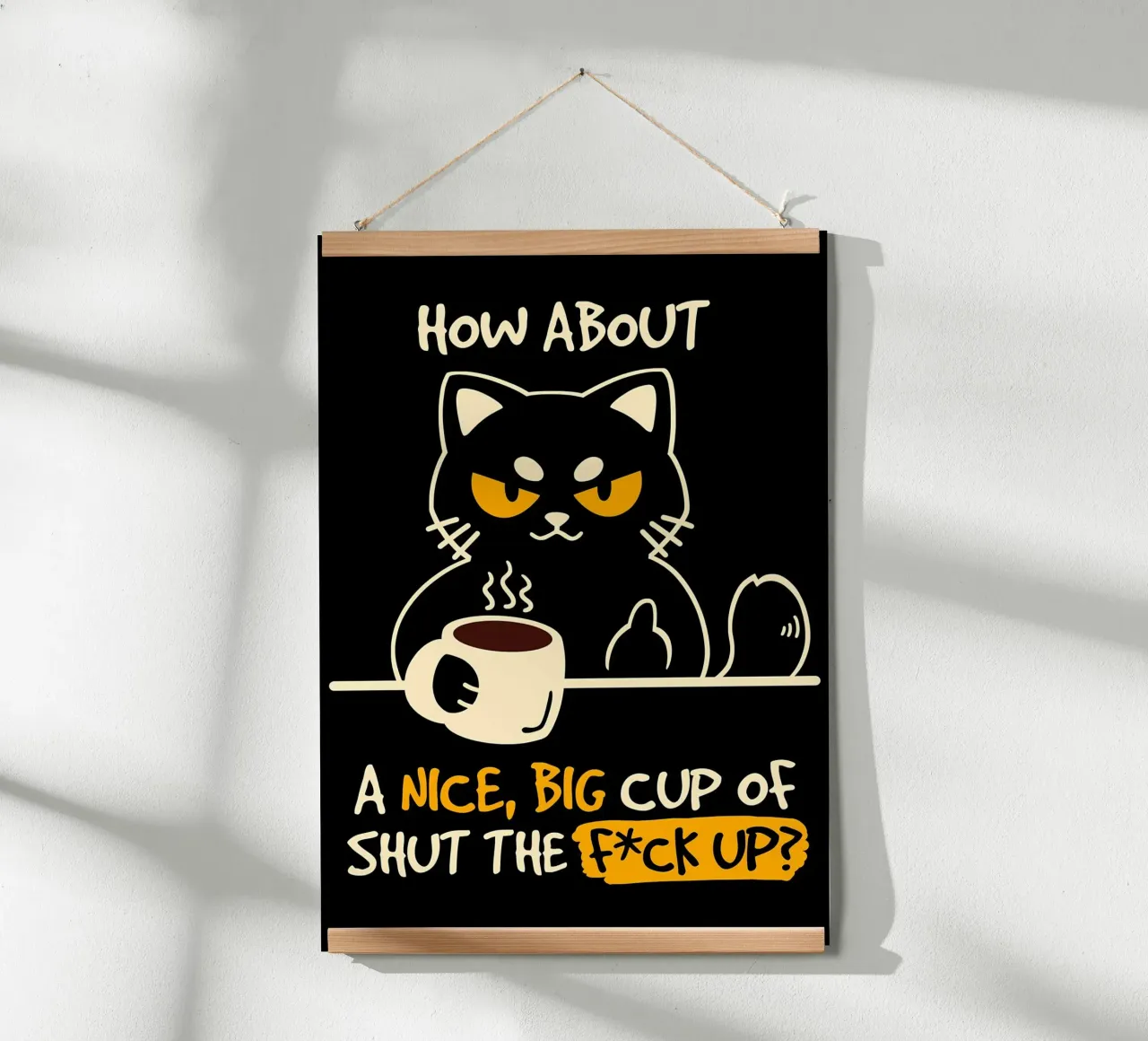 gatto tazza di caffè citazione occhi arrabbiati poster da Paul Vasquez