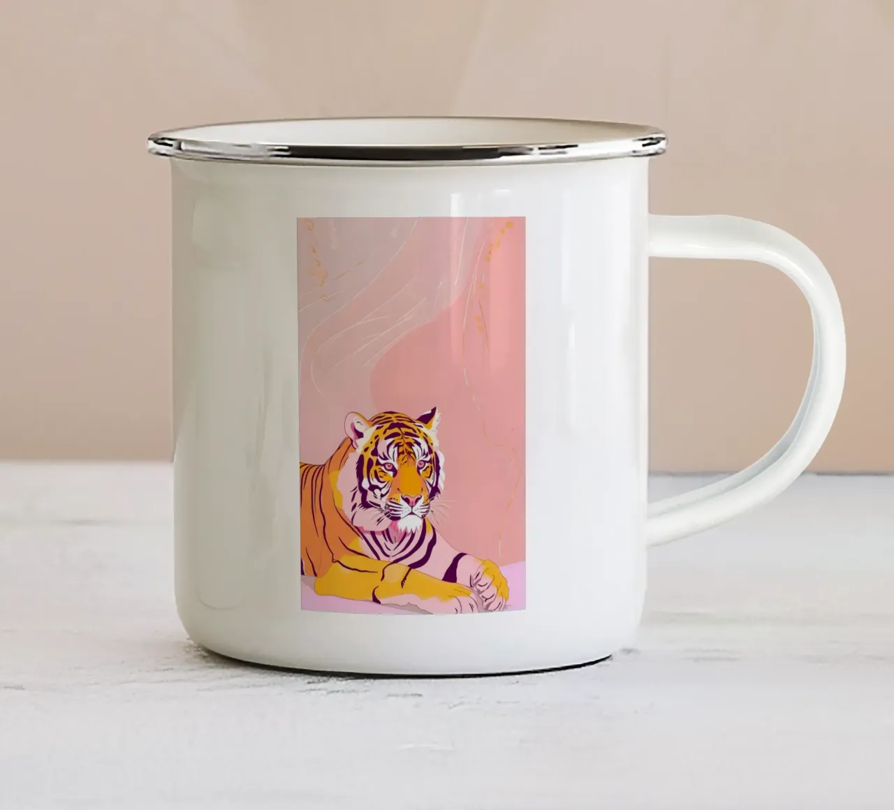 Traumhafte Pastell Tiger Abstrakt Psychedelisch Pop Art Druck Emaille Tasse von NorwesClub
