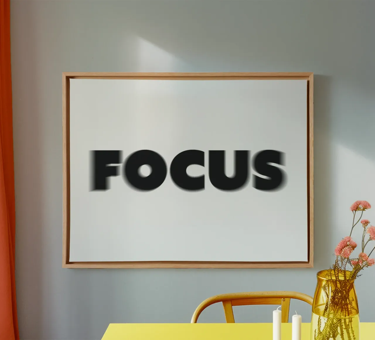 Focus Wazig Effect Tekst canvas met Baklijst van Paigaam Studio