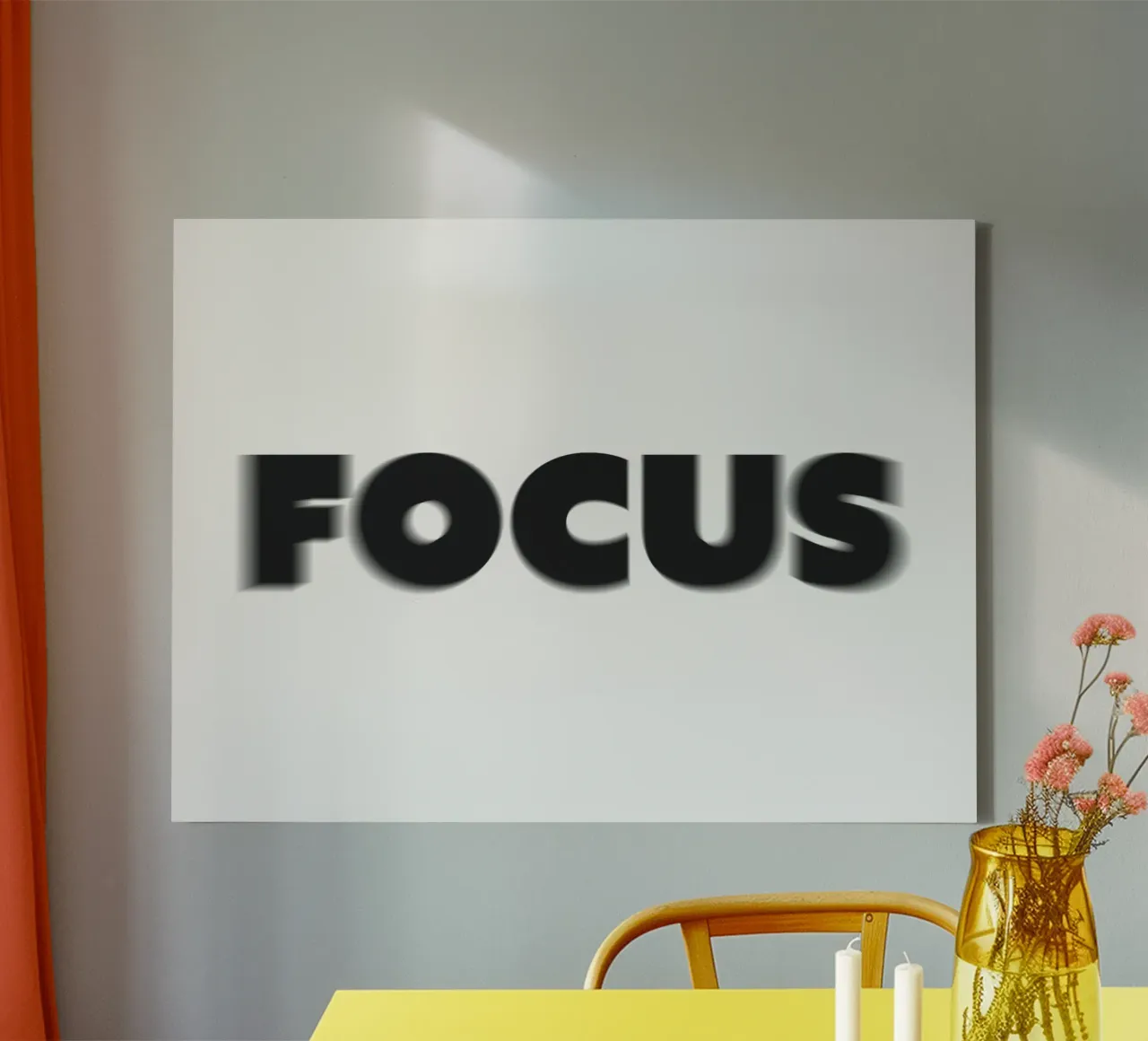 Focus Wazig Effect Tekst canvas met Baklijst van Paigaam Studio