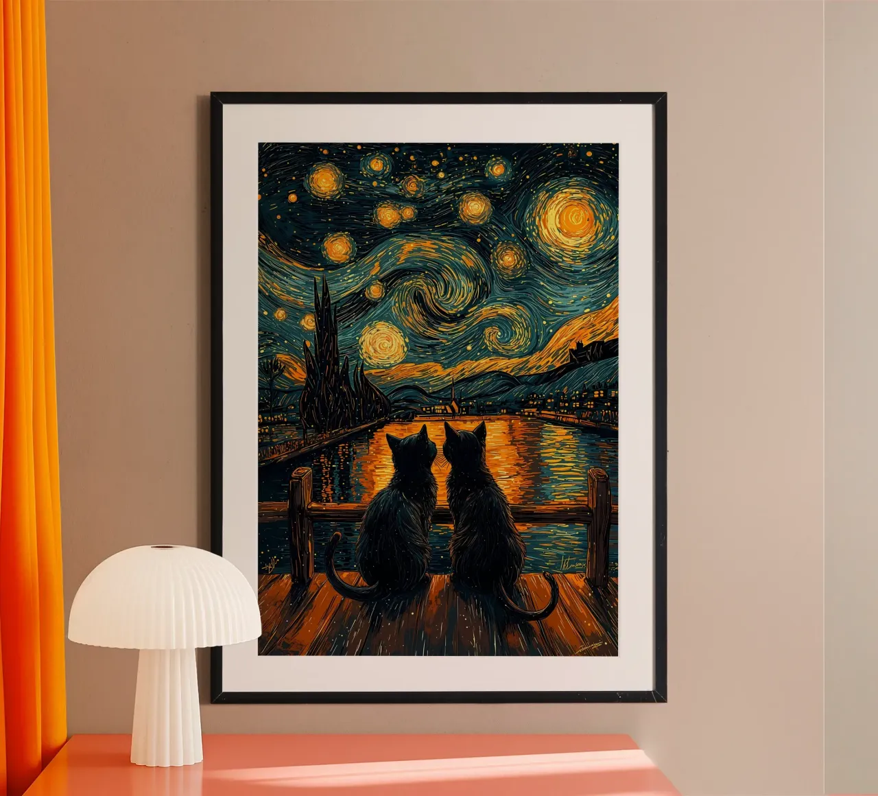 gatti stelle cielo notturno ponte poster da MinimalistPosterCharles