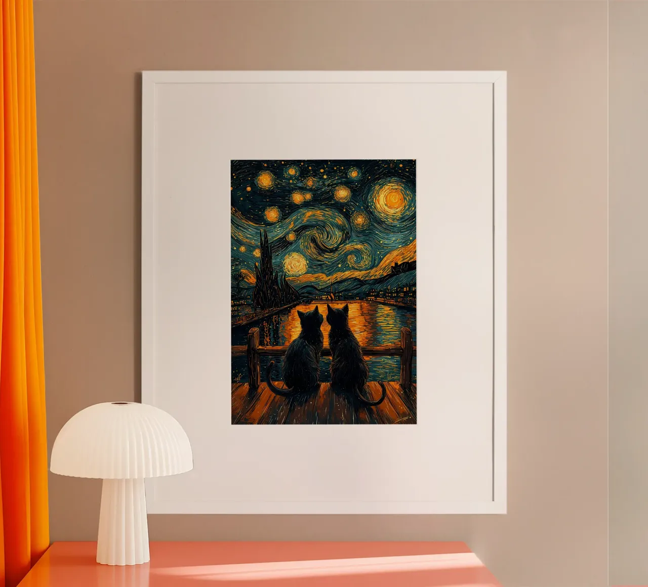gatti stelle cielo notturno ponte poster da MinimalistPosterCharles