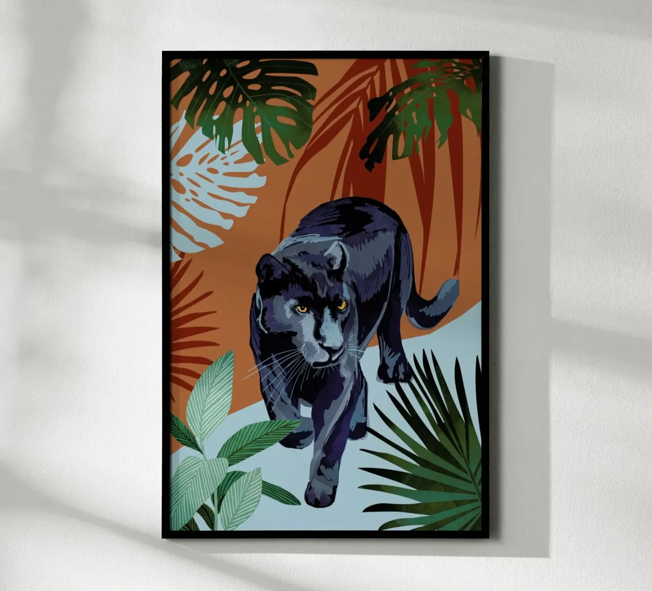 Walk Of The Black Panther poster con telaio in legno da Goed Blauw