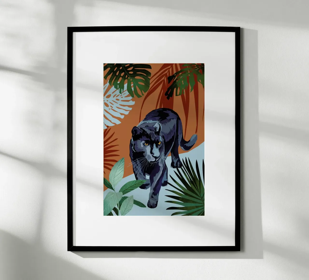 Walk Of The Black Panther poster con telaio in legno da Goed Blauw