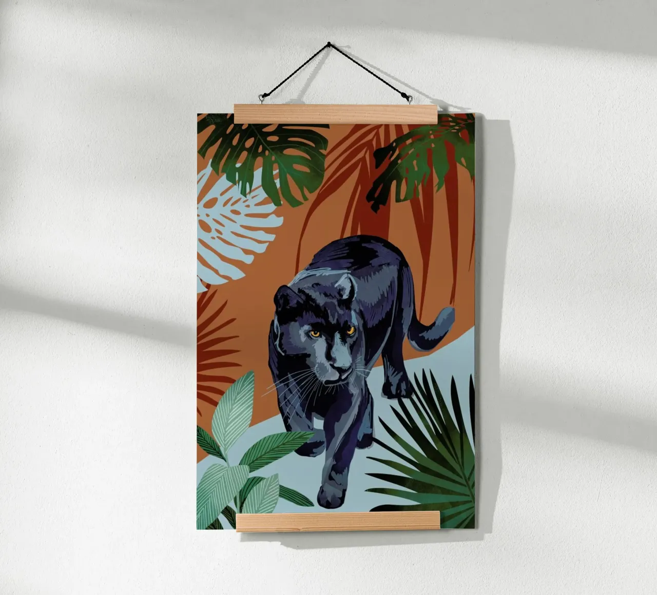 Walk Of The Black Panther poster con telaio in legno da Goed Blauw
