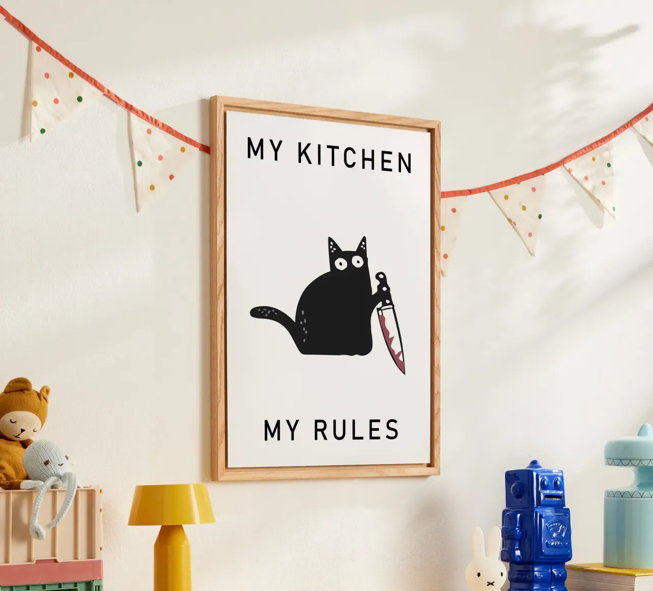 gatto coltello testo umorismo gatto nero plexiglass da MinimalistPosterCharles