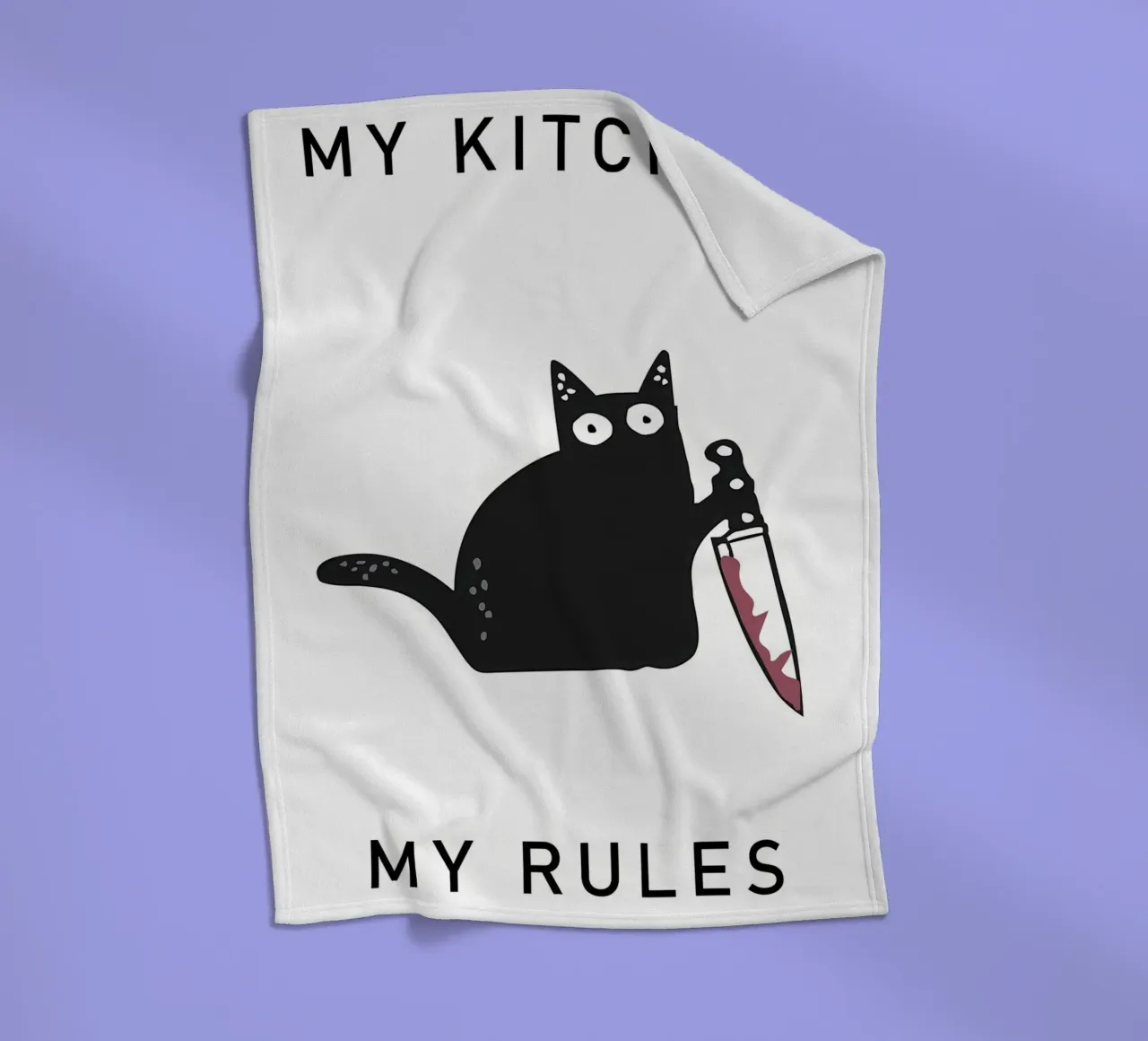 gatto coltello testo umorismo gatto nero coperta in pile da MinimalistPosterCharles