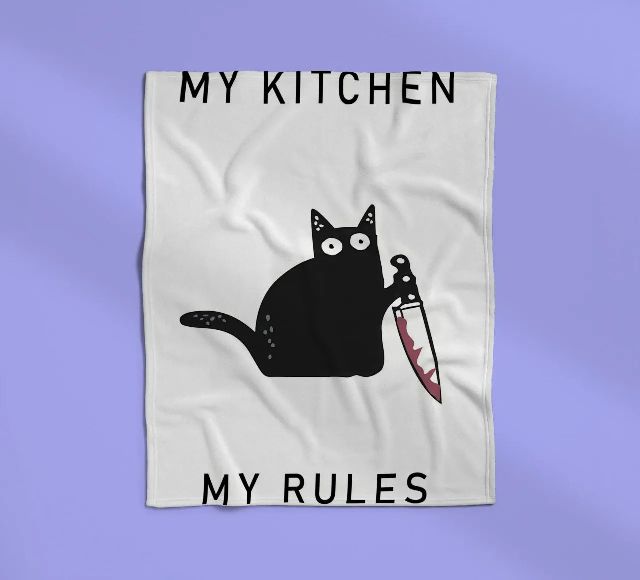 gatto coltello testo umorismo gatto nero coperta in pile da MinimalistPosterCharles