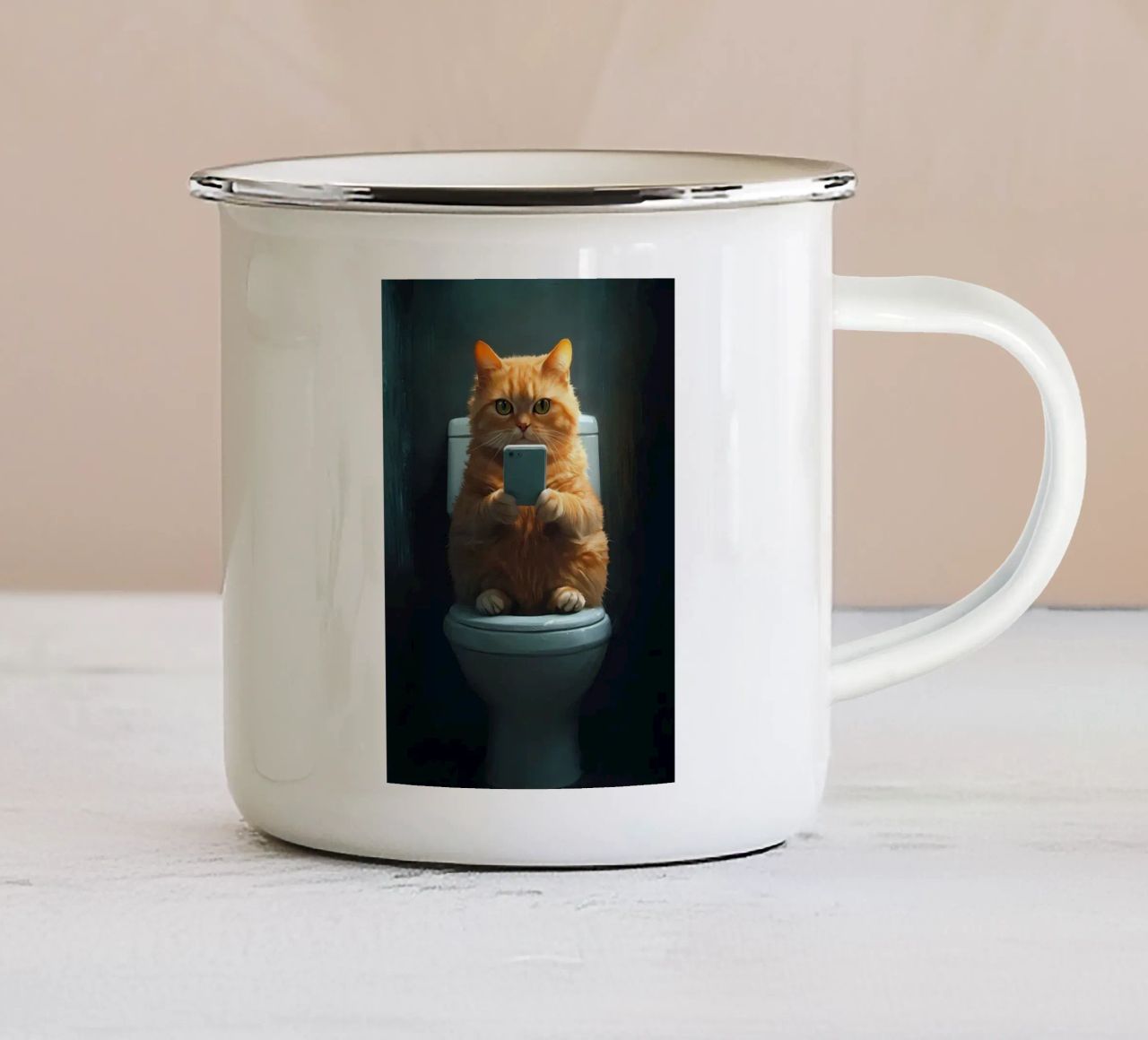 gatto smartphone bagno bagno tazza in smalto da MinimalistPosterCharles