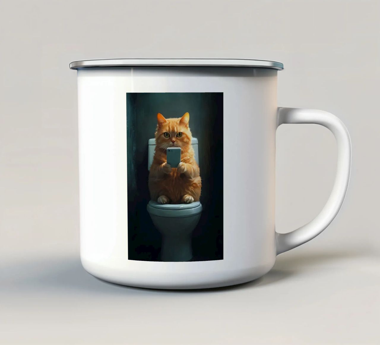gatto smartphone bagno bagno tazza in smalto da MinimalistPosterCharles