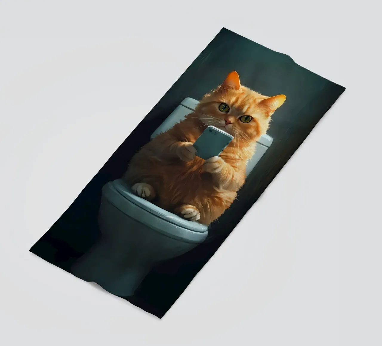 cat smartphone toilet bathroom beach towel by MinimalistPosterCharles
