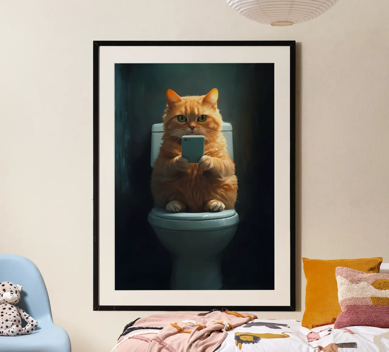 cat smartphone toilet bathroom poster by MinimalistPosterCharles