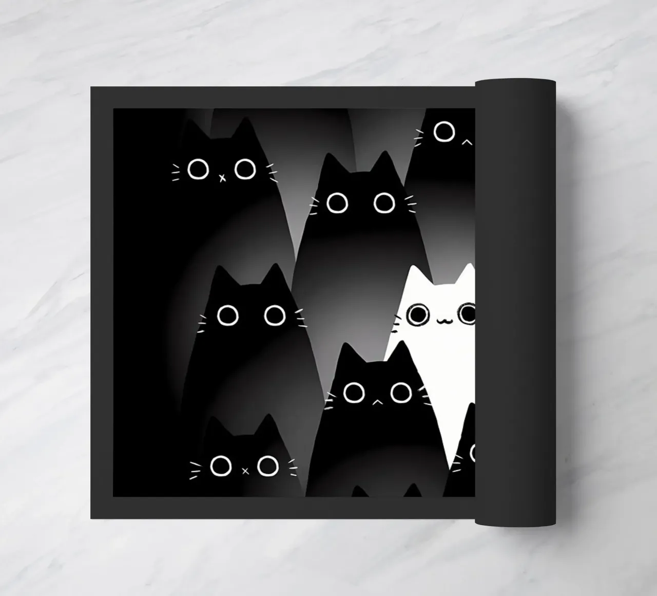 gatti neri gatti bianchi occhi di gatto contrasto zerbino da MinimalistPosterCharles