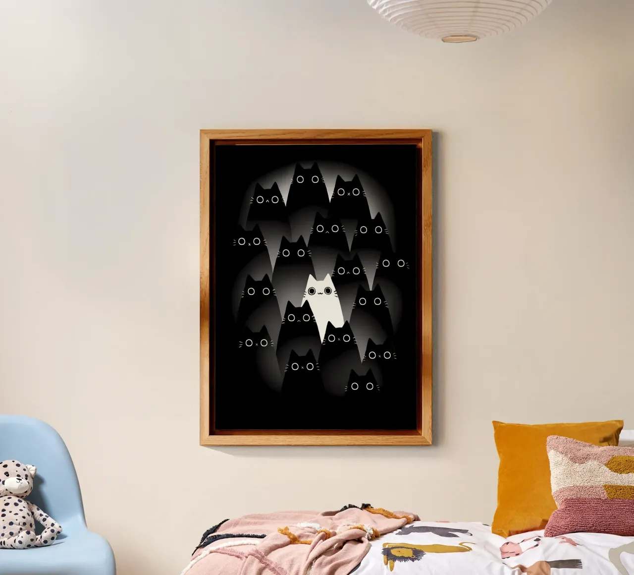 gatti neri gatti bianchi occhi di gatto contrasto alluminio dibond da MinimalistPosterCharles
