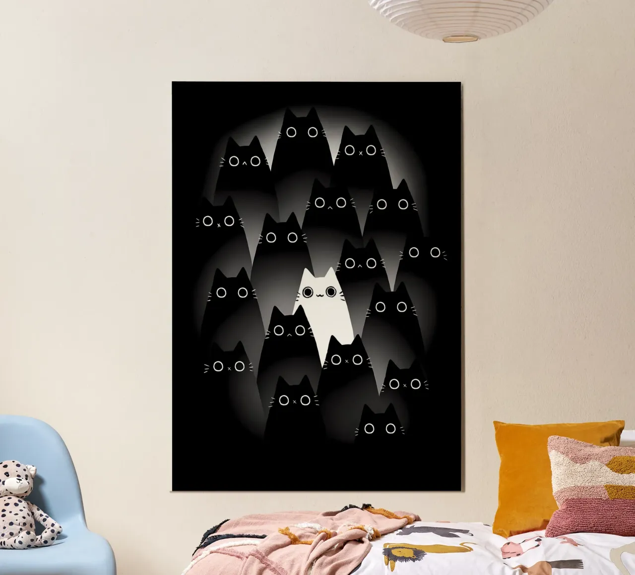 gatti neri gatti bianchi occhi di gatto contrasto alluminio dibond da MinimalistPosterCharles