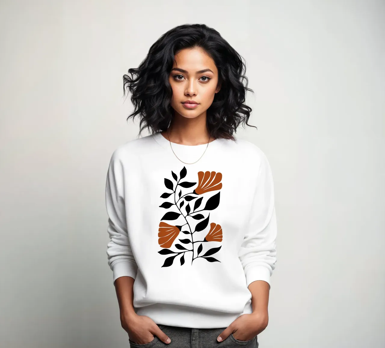 Design floreale rosso e nero in terracotta felpa da Dream Print Designs