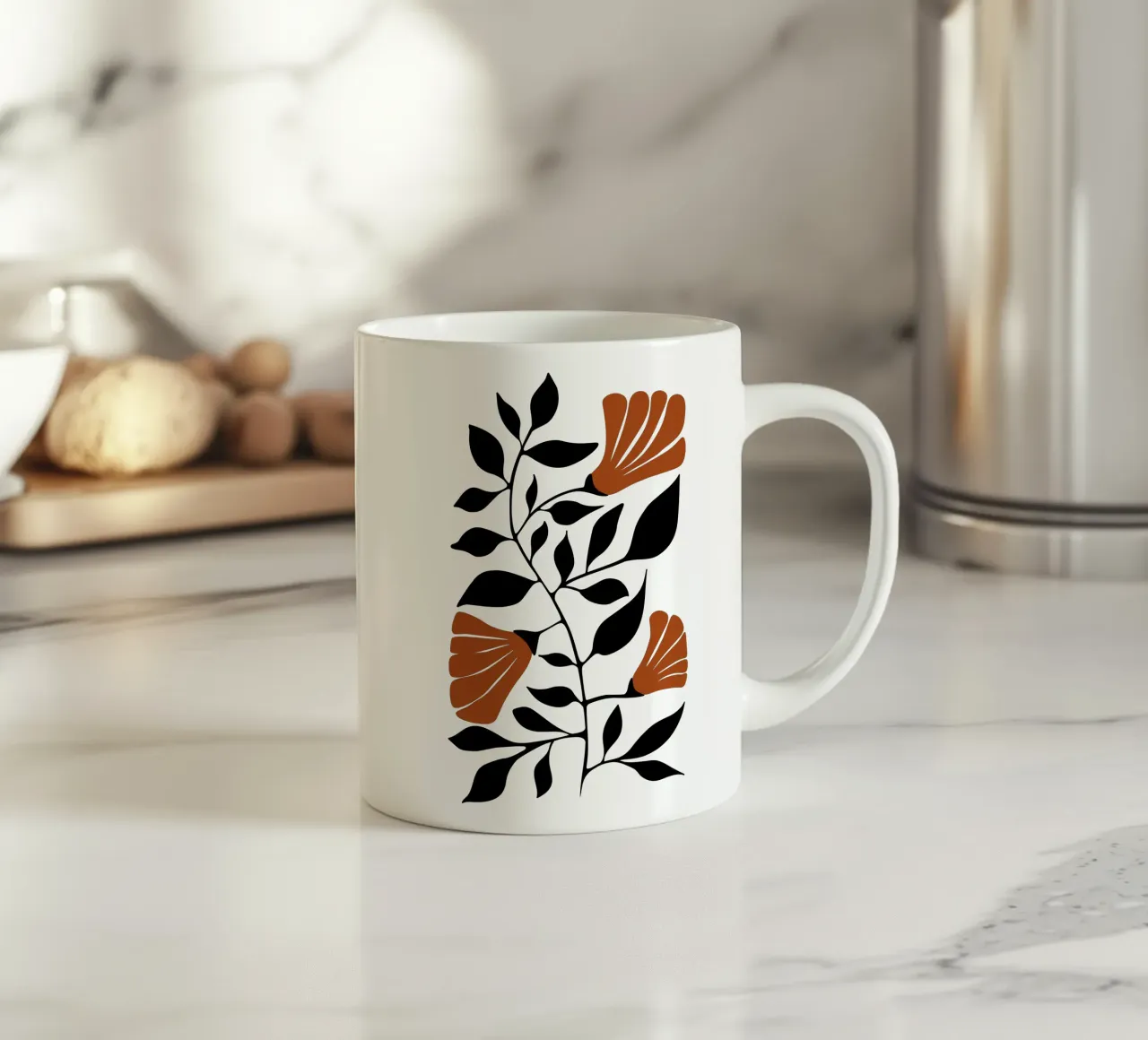 Design floreale rosso e nero in terracotta tazza in ceramica da Dream Print Designs