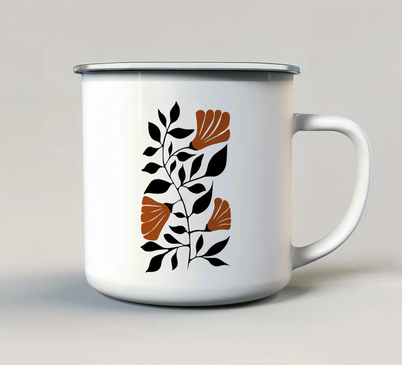 Design floreale rosso e nero in terracotta tazza in smalto da Dream Print Designs
