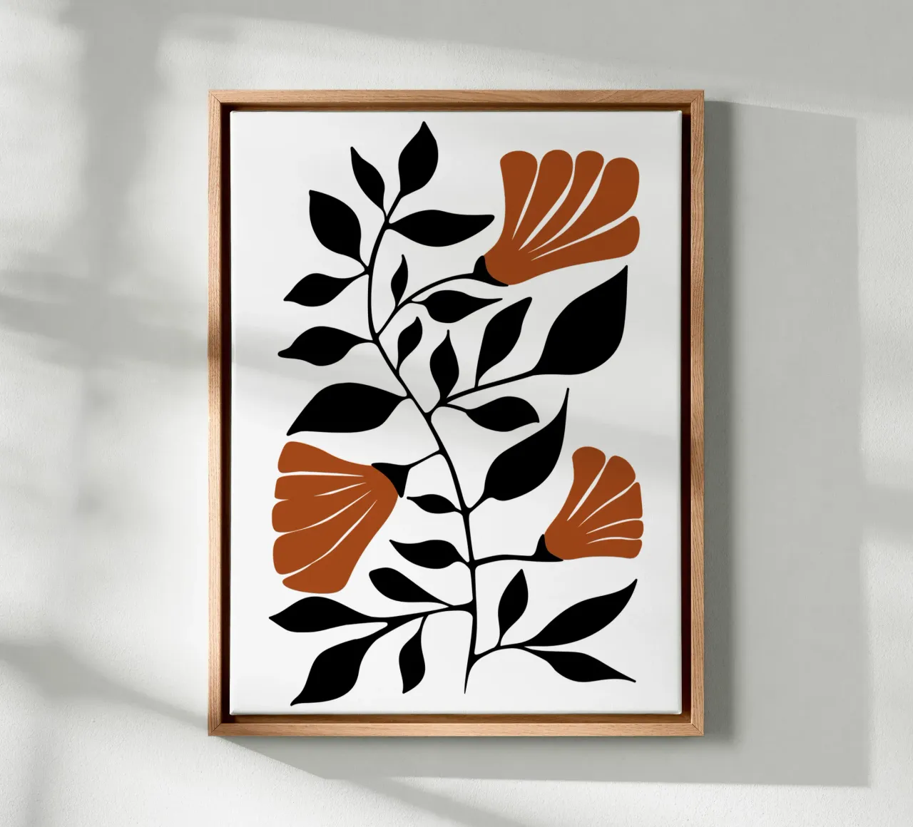 Design floreale rosso e nero in terracotta tela con Cornice a cassetta da Dream Print Designs