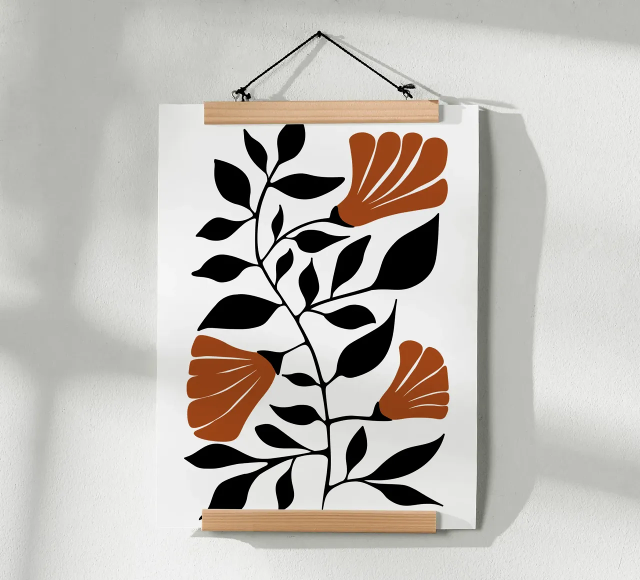 Design floreale rosso e nero in terracotta carta hahnemühle da Dream Print Designs