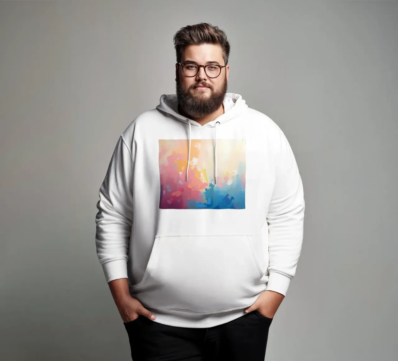 Kleurrijk abstract kunstwerk met zachte tinten die in elkaar overlopen hoodie van DesignDoodle