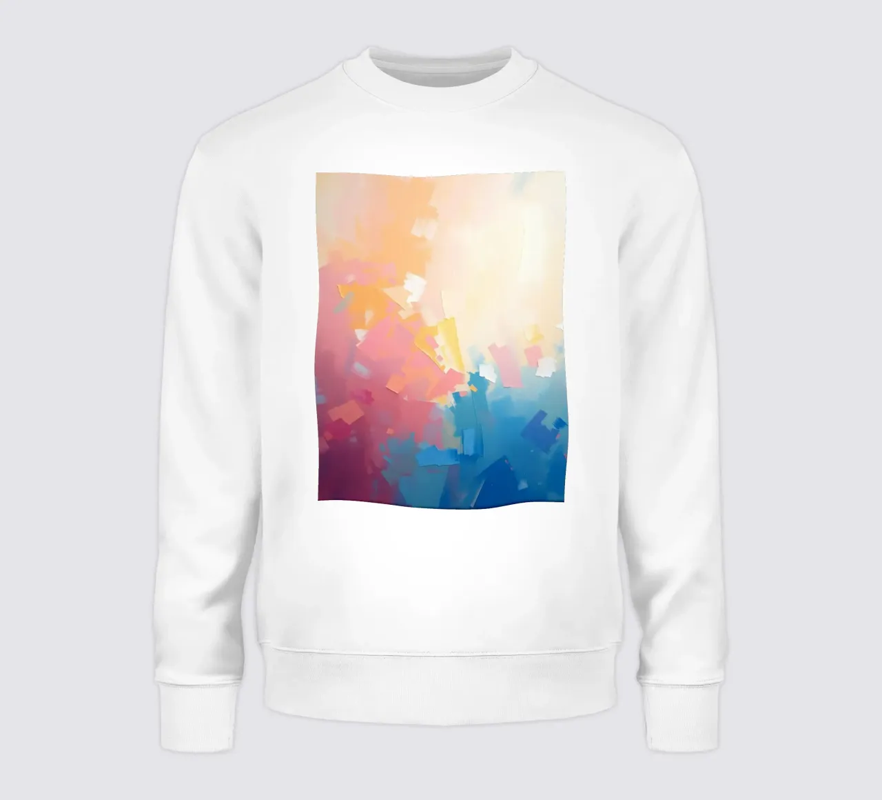 Kleurrijk abstract kunstwerk met zachte tinten die in elkaar overvloeien sweatshirt van DesignDoodle