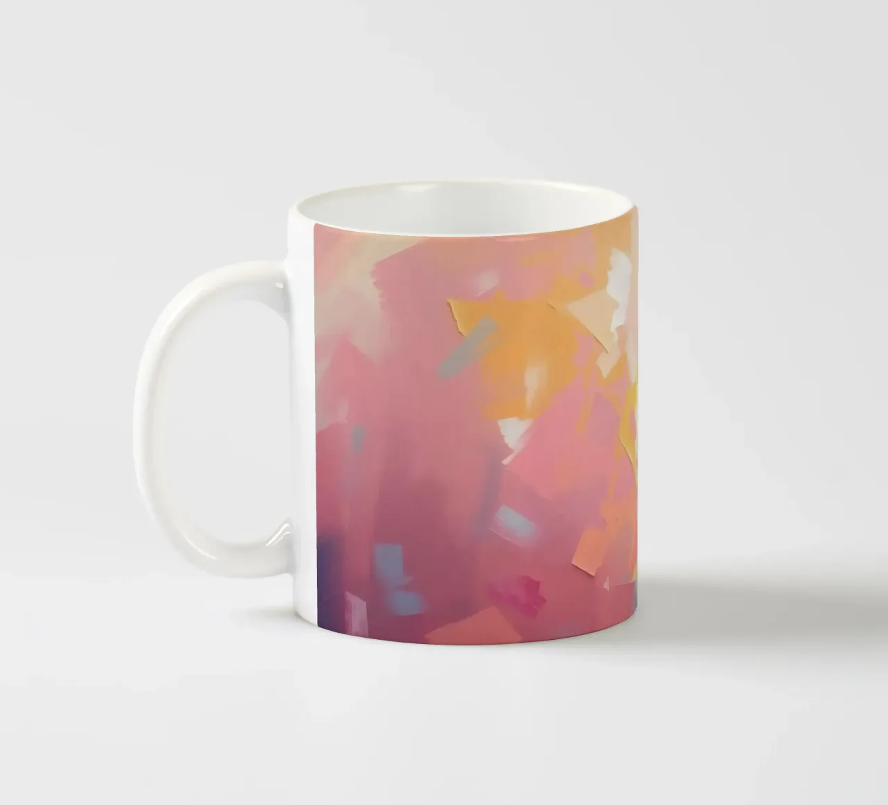 Kleurrijk abstract kunstwerk met zachte tinten die in elkaar overlopen keramische mok van DesignDoodle