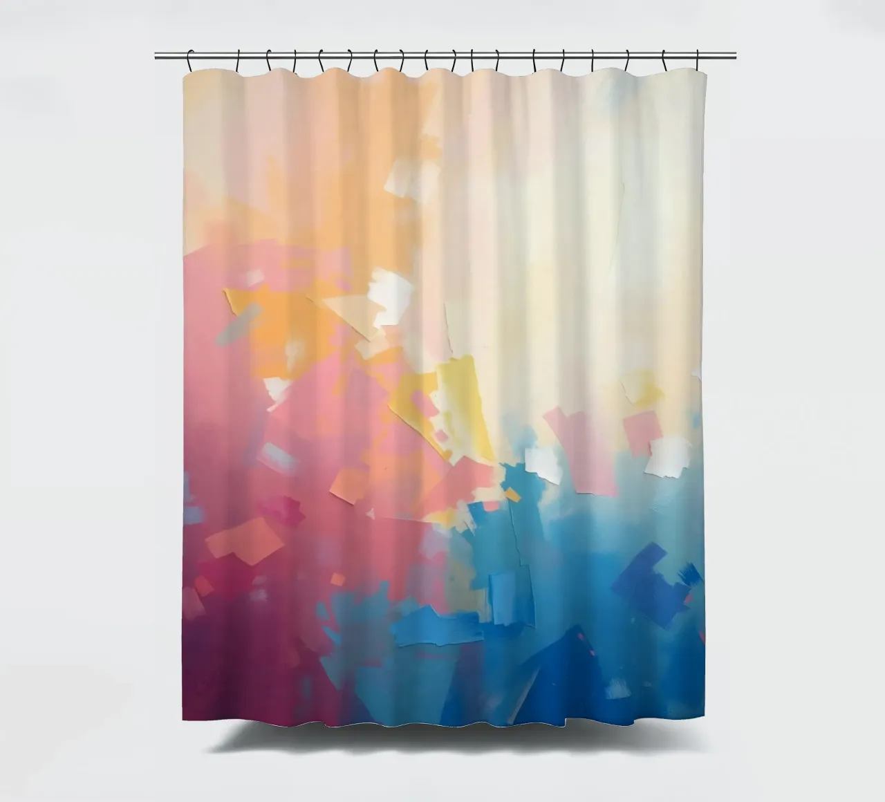 Kleurrijk abstract kunstwerk met zachte tinten die in elkaar overlopen douchegordijn van DesignDoodle