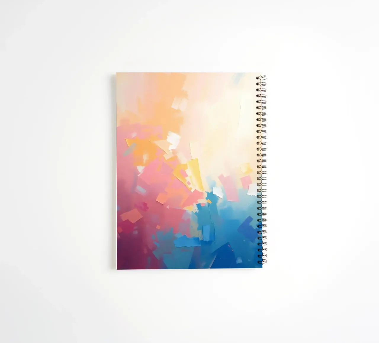 Kleurrijk abstract kunstwerk met zachte tinten die in elkaar overlopen notitieboek met spiraal van DesignDoodle