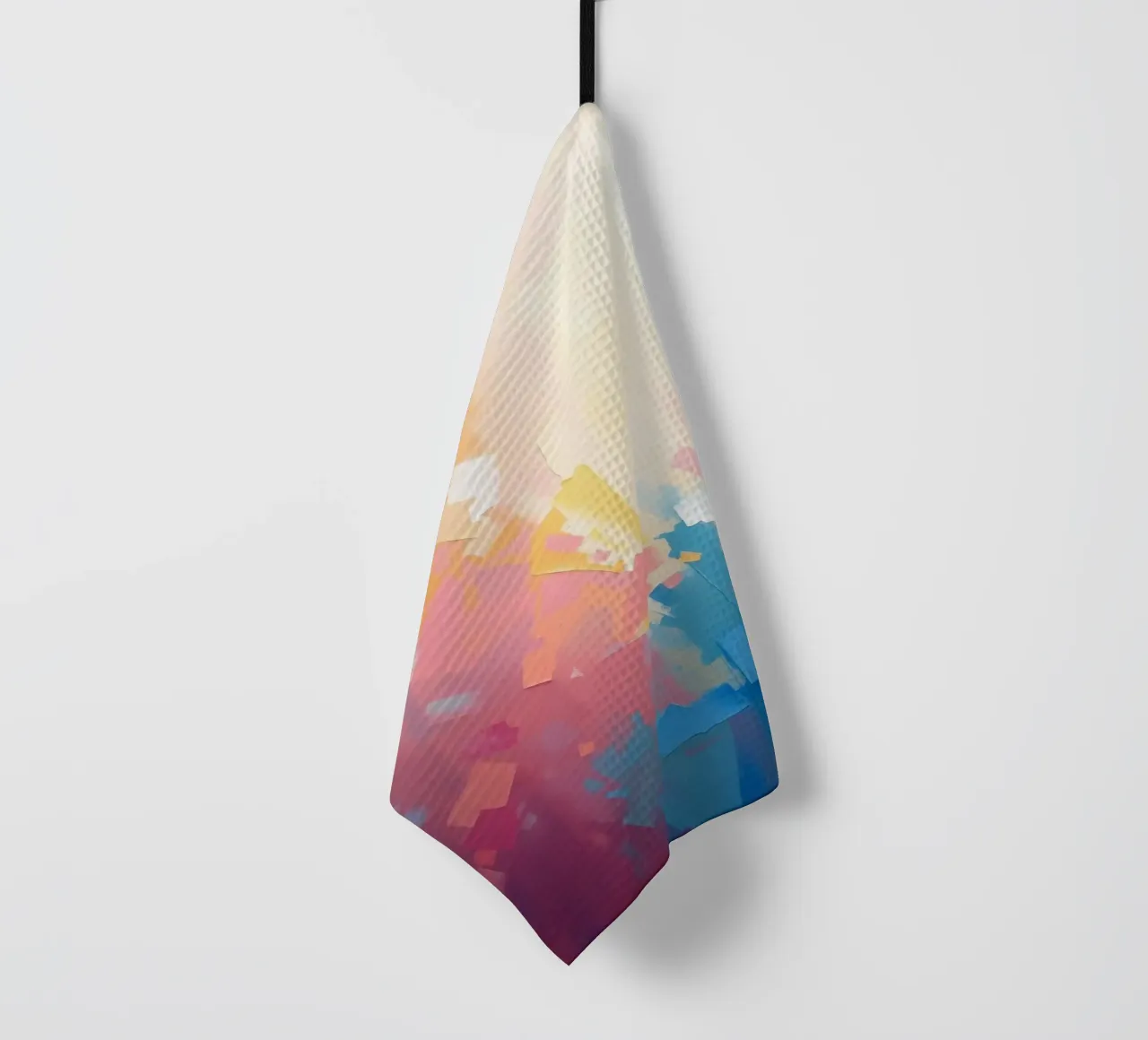 Œuvre d'art abstraite colorée représentant des teintes douces se mêlant ensemble torchon de DesignDoodle