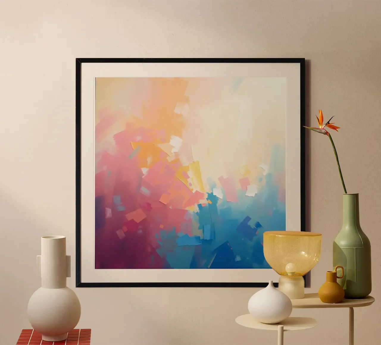 Kleurrijk abstract kunstwerk met zachte tinten die in elkaar overvloeien hahnemühle van DesignDoodle