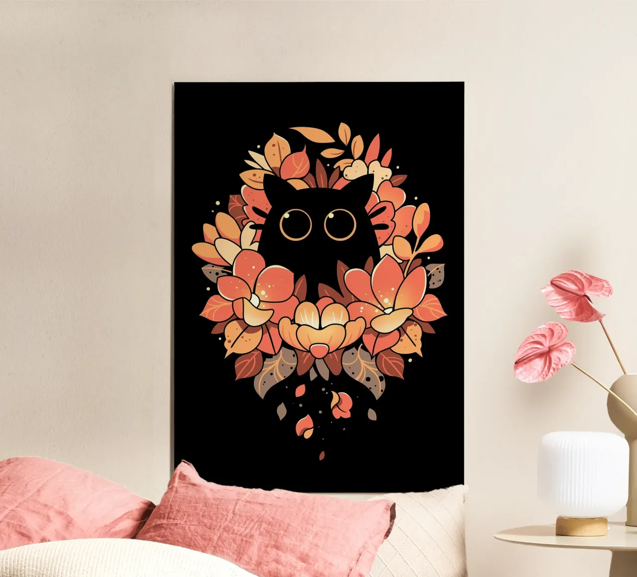 gatto fiori foglie silhouette botanica carta hahnemühle da Dale Edward YoungJr