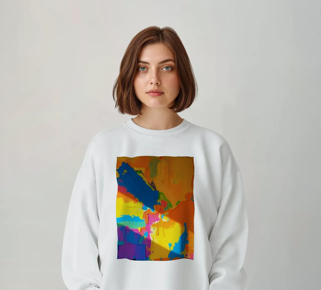 Un audace dipinto astratto con colori vivaci in un'atmosfera dinamica. felpa da DesignDoodle