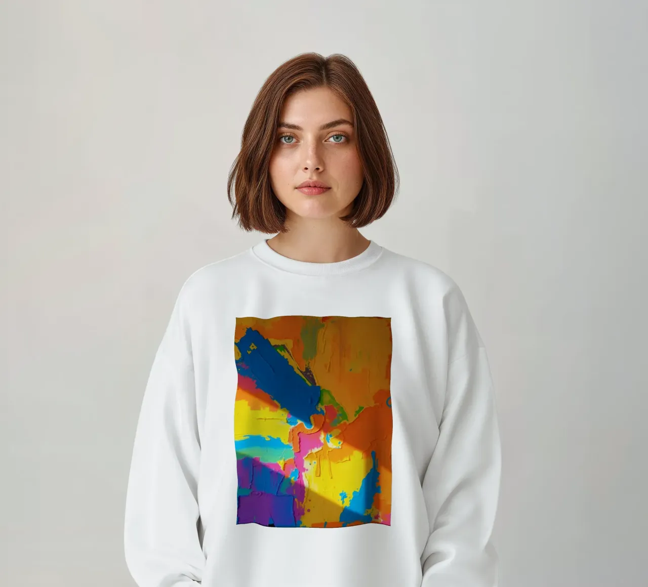 Un audace dipinto astratto con colori vivaci in un'atmosfera dinamica. felpa da DesignDoodle