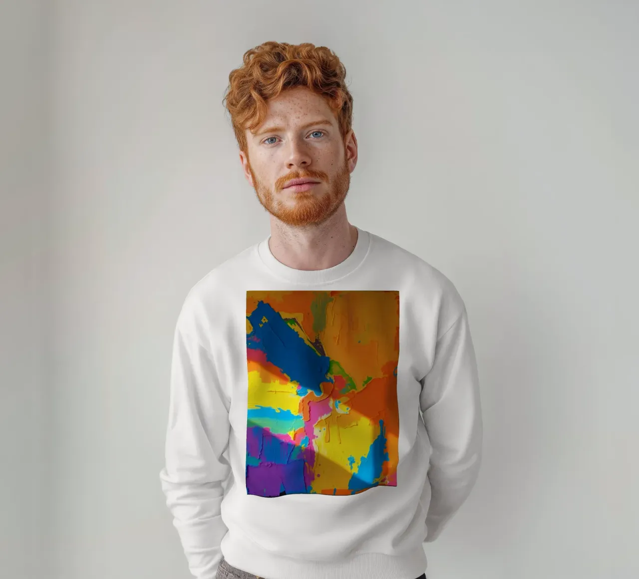 Un audace dipinto astratto con colori vivaci in un'atmosfera dinamica. felpa da DesignDoodle