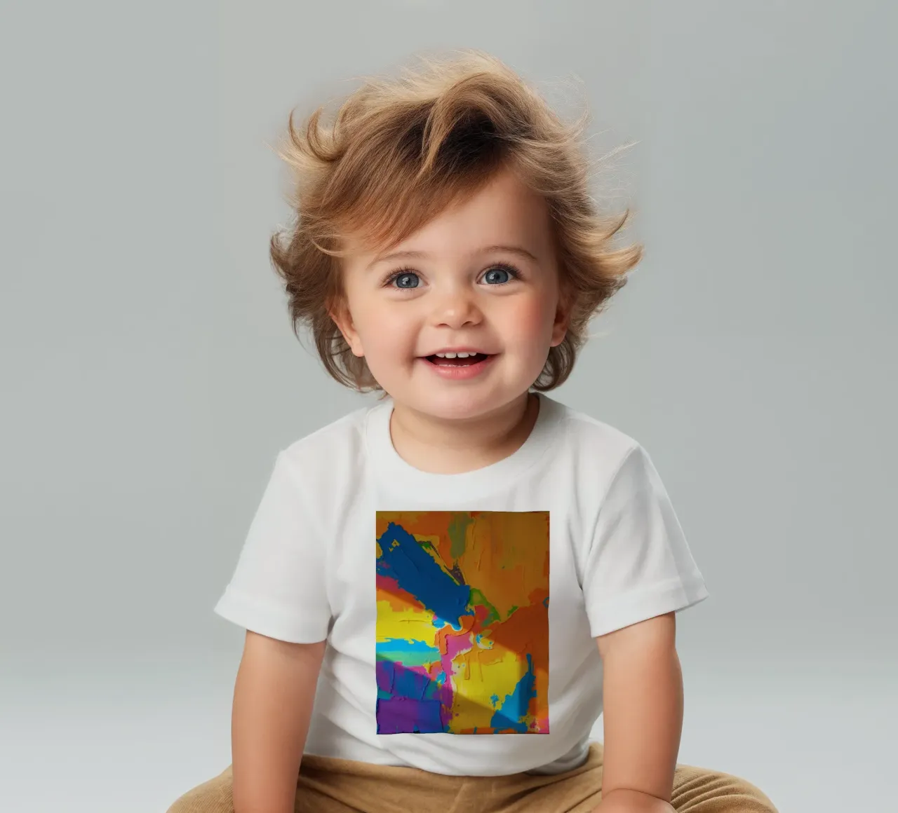 Un audace dipinto astratto con colori vivaci in un'atmosfera dinamica. maglietta neonato da DesignDoodle