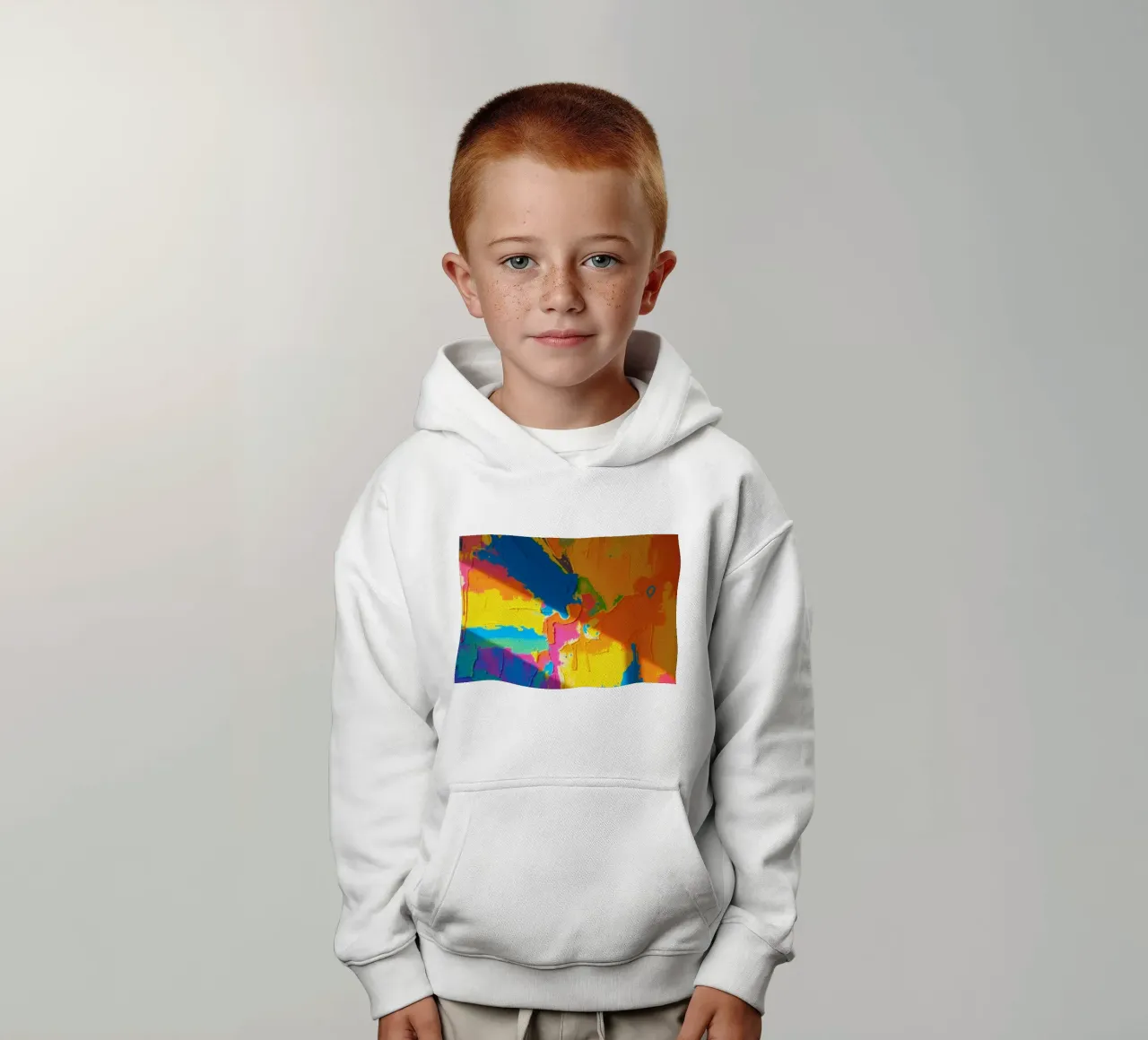 Un audace dipinto astratto con colori vivaci in un'atmosfera dinamica. felpa bambino con cappuccio da DesignDoodle