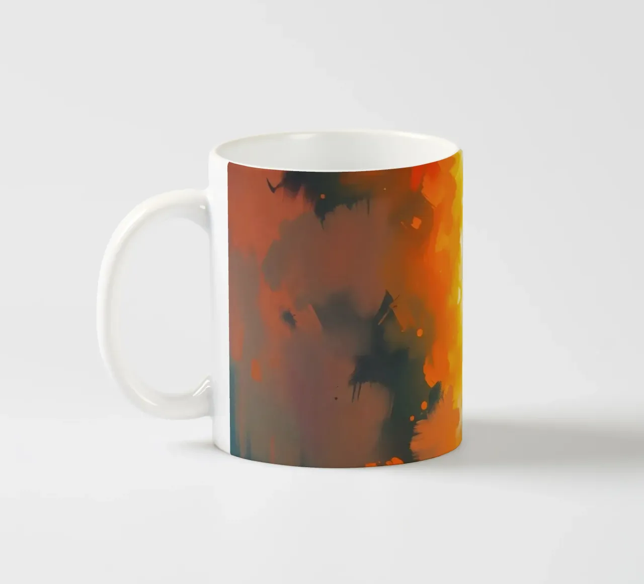 Kleurrijk abstract kunstwerk met levendige tinten en dynamische keramische mok van DesignDoodle
