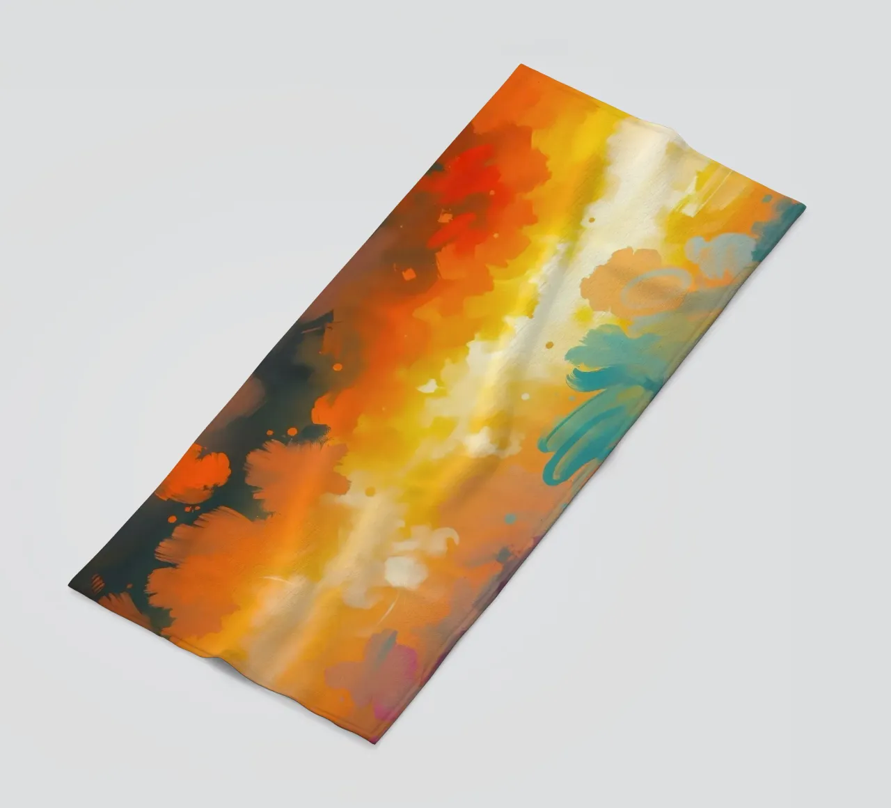Colorful abstract artwork featuring vibrant hues and dynamic beach towel by DesignDoodle