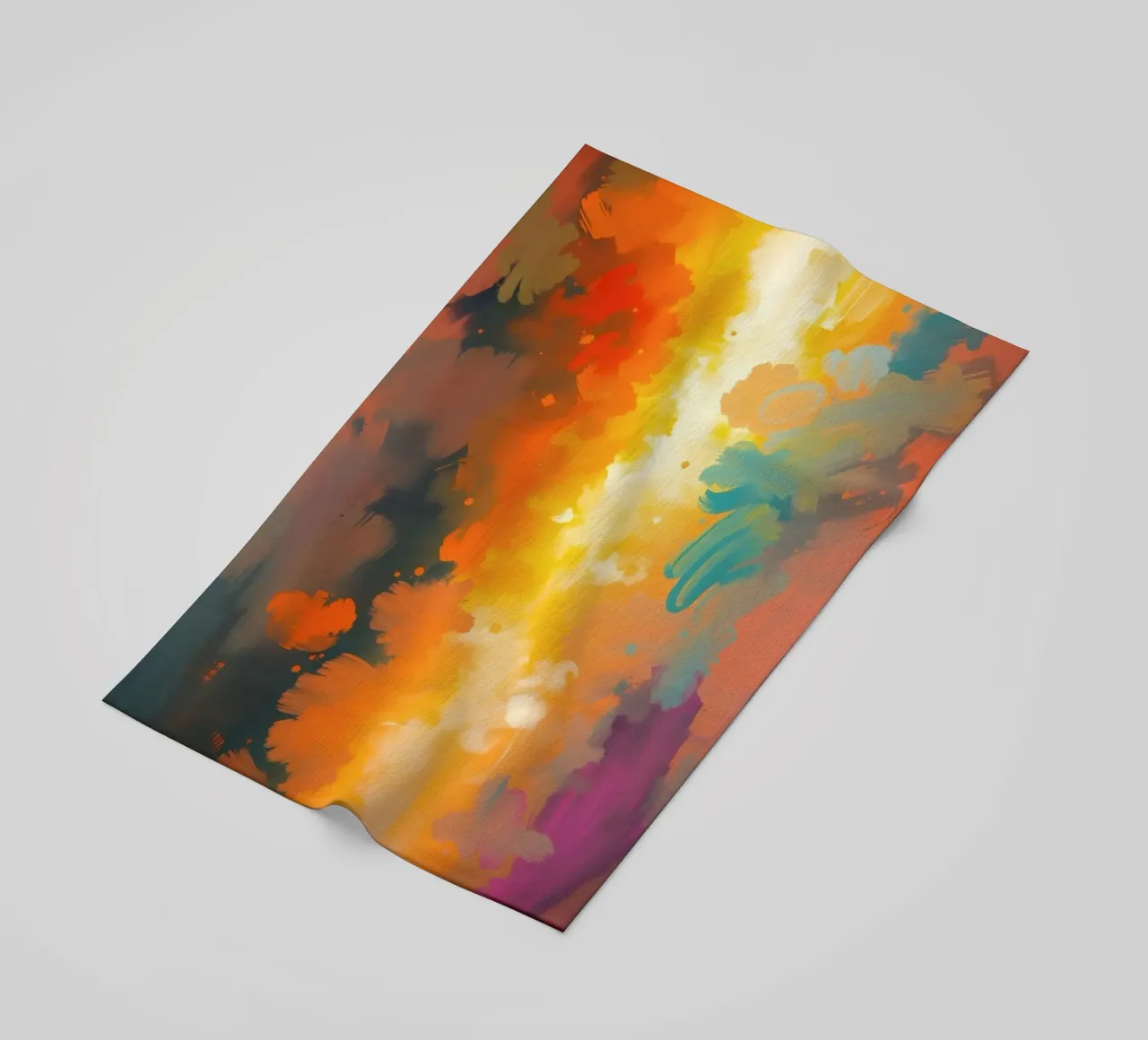 Colorful abstract artwork featuring vibrant hues and dynamic beach towel by DesignDoodle