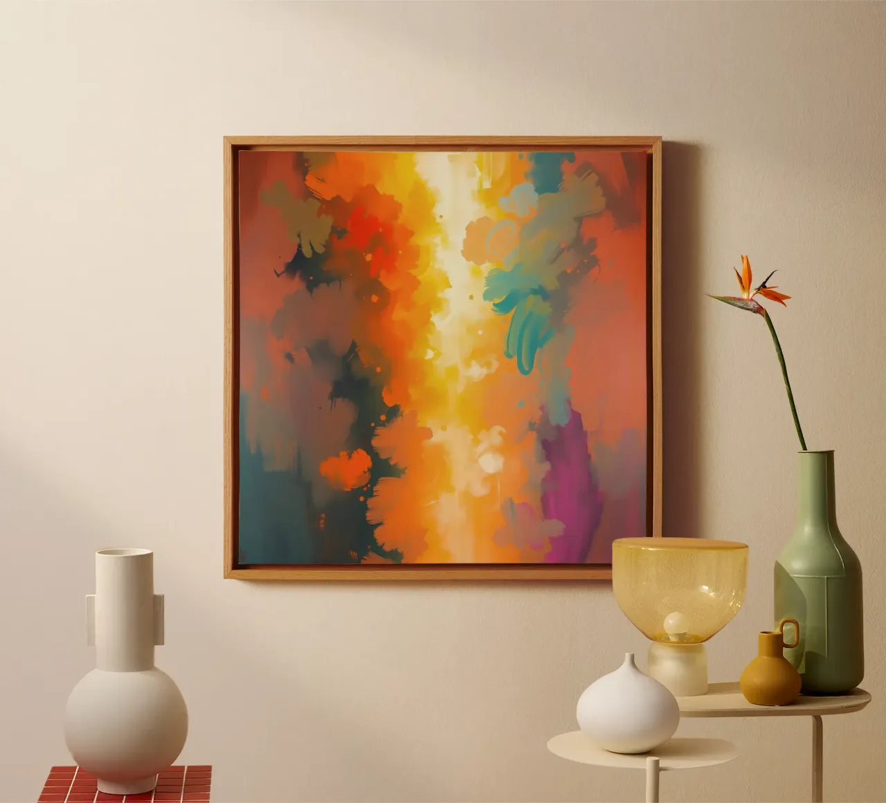 Kleurrijk abstract kunstwerk met levendige tinten en dynamische canvas van DesignDoodle