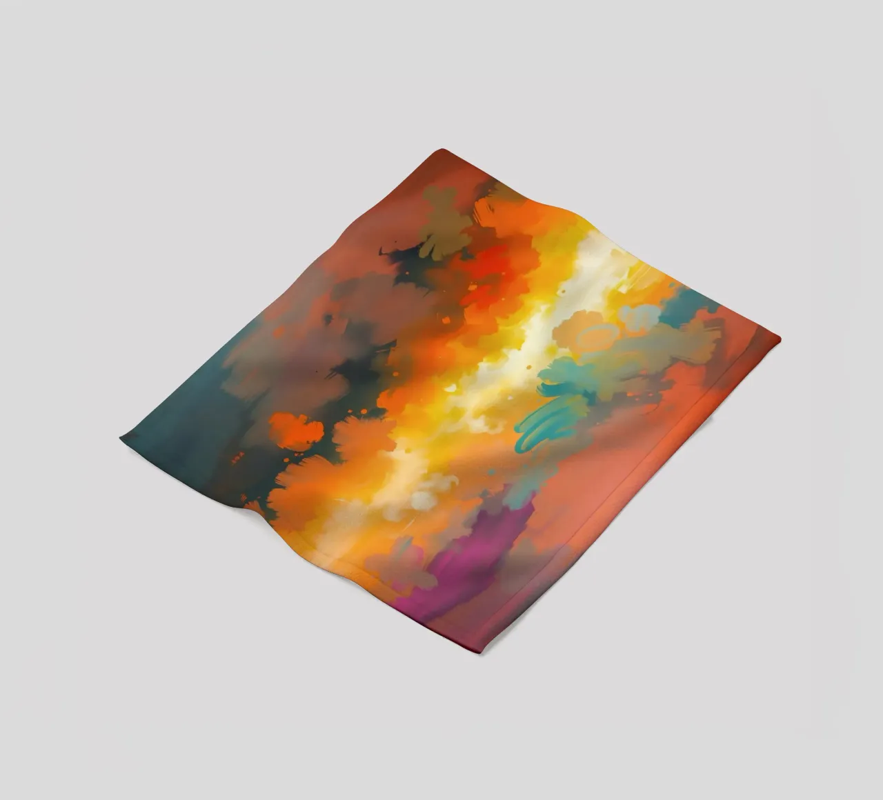 Colorful abstract artwork featuring vibrant hues and dynamic fleece blanket by DesignDoodle