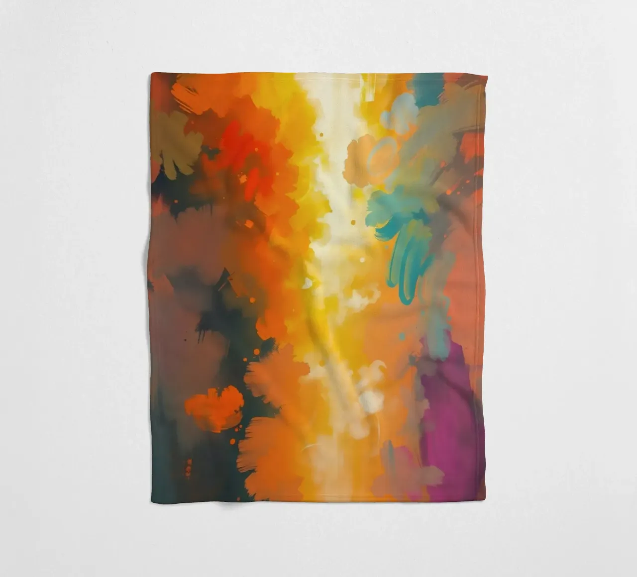 Colorful abstract artwork featuring vibrant hues and dynamic fleece blanket by DesignDoodle
