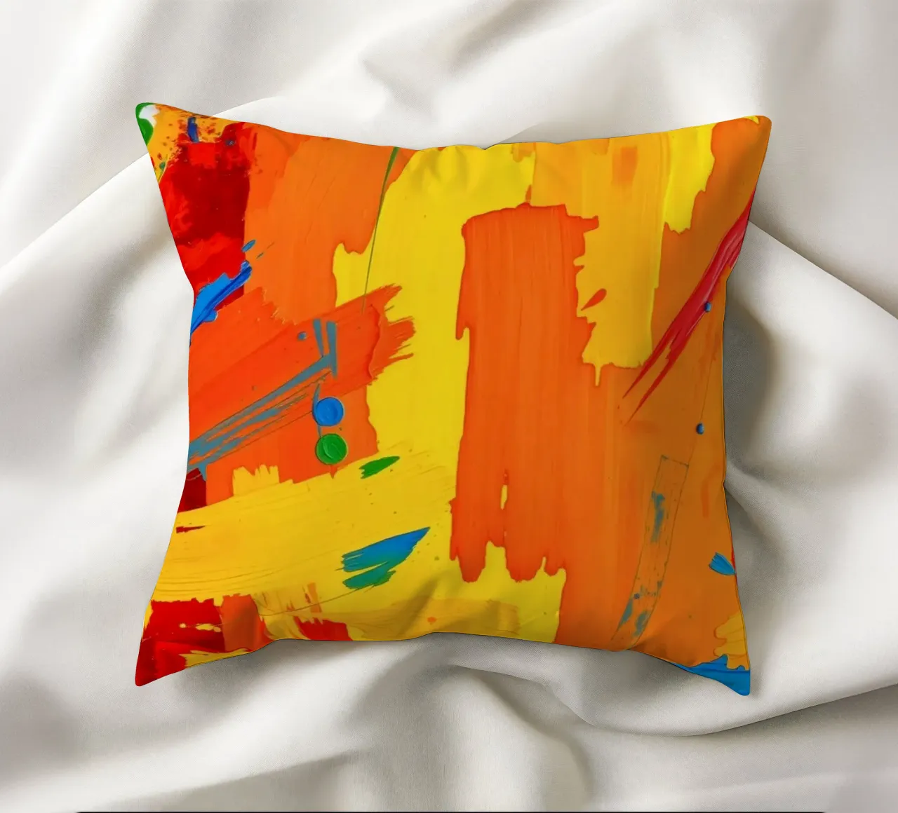 Pittura astratta colorata con tratti decisi e tonalità vivaci cuscino da DesignDoodle
