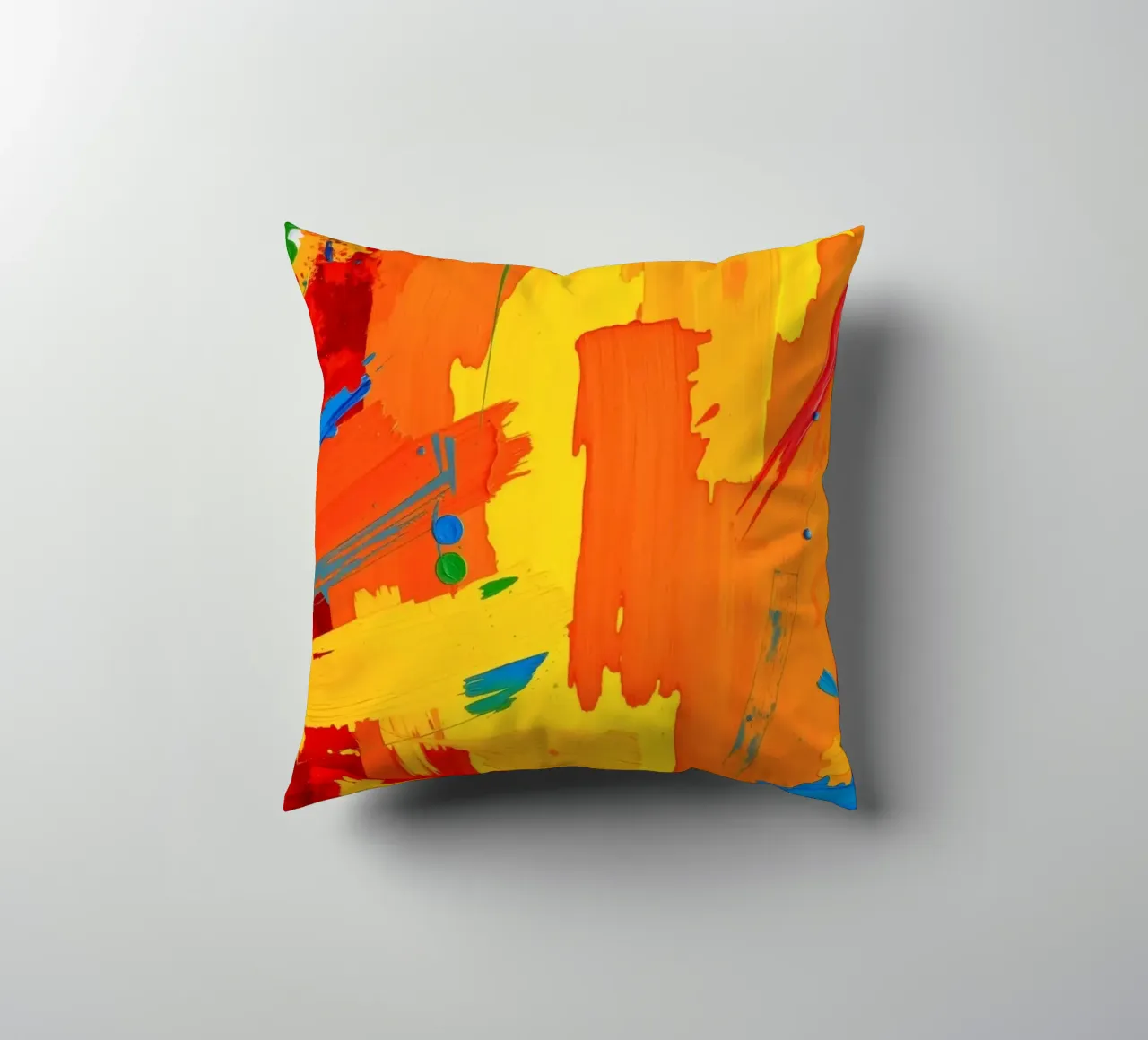 Pittura astratta colorata con tratti decisi e tonalità vivaci cuscino da DesignDoodle