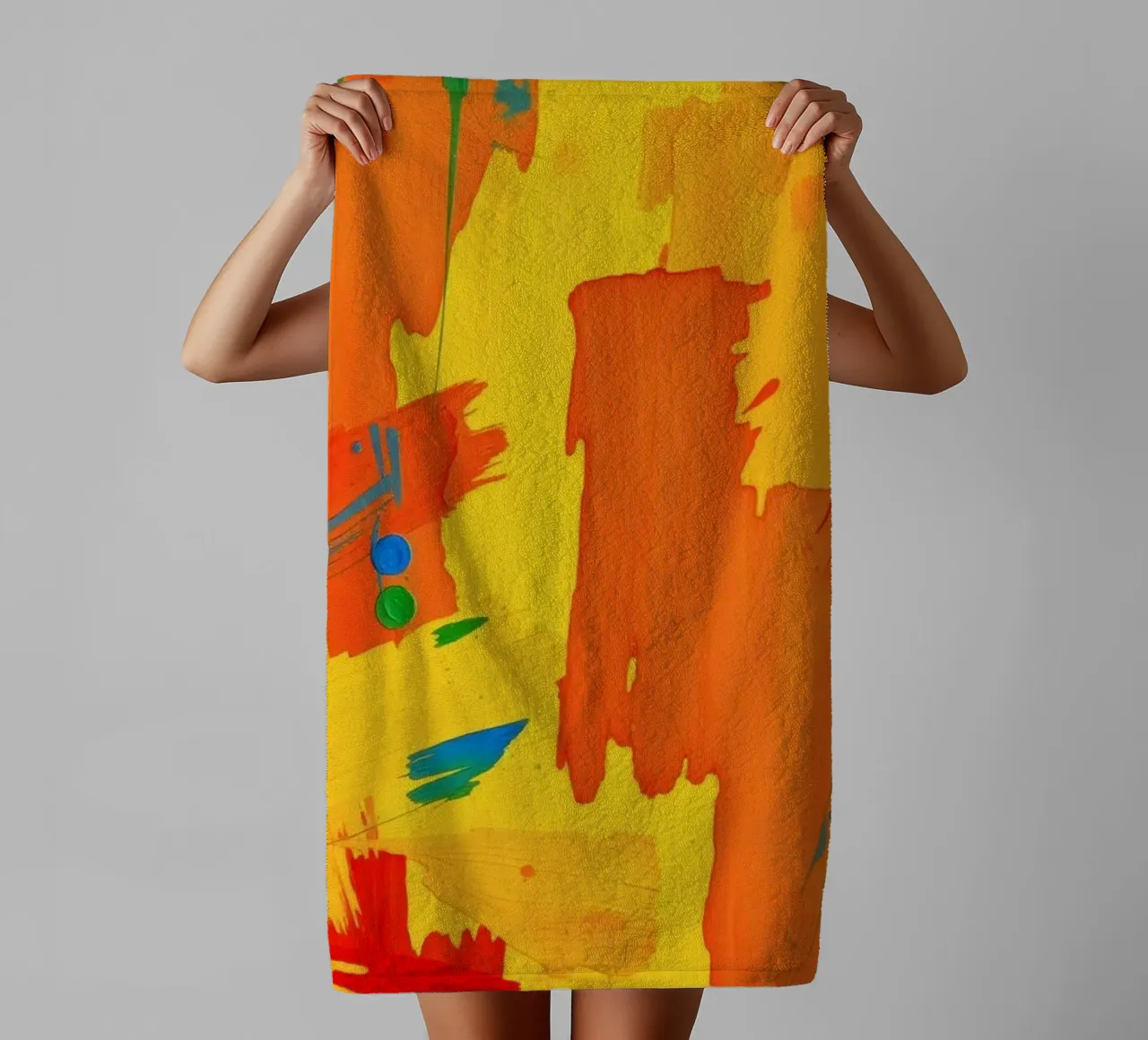 Colorful abstract painting with bold strokes and vibrant hue towel by DesignDoodle