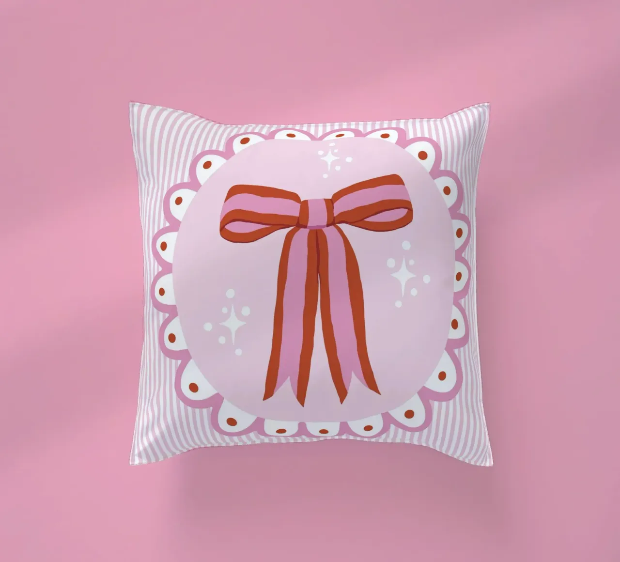 Pretty sparkling coquette ribbon in pink and red cuscino da Vivdesign