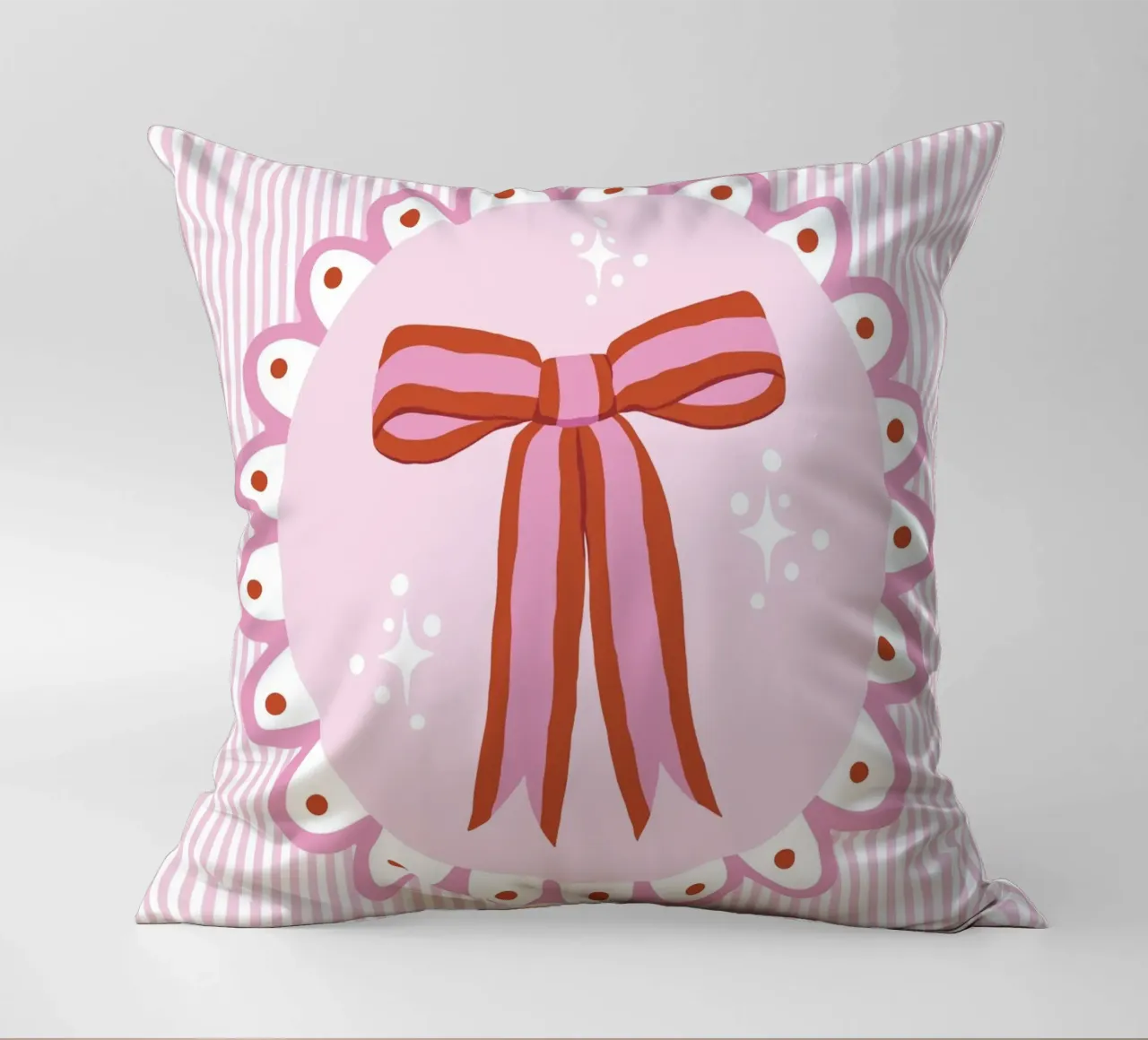 Pretty sparkling coquette ribbon in pink and red cuscino da Vivdesign