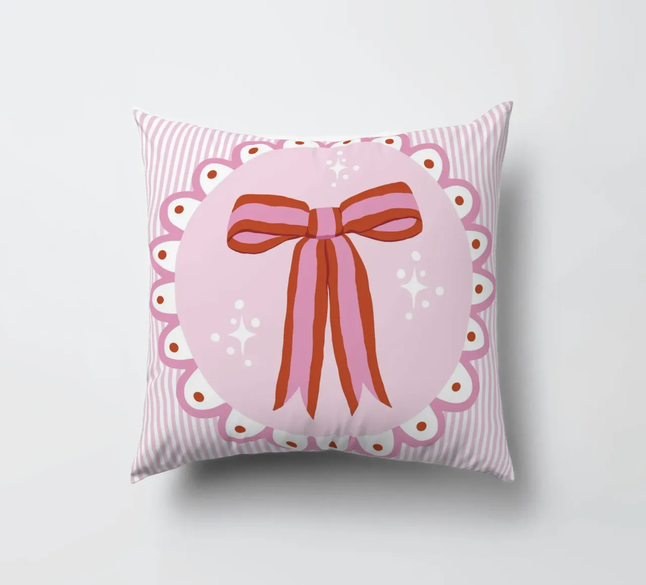Pretty sparkling coquette ribbon in pink and red cuscino da Vivdesign